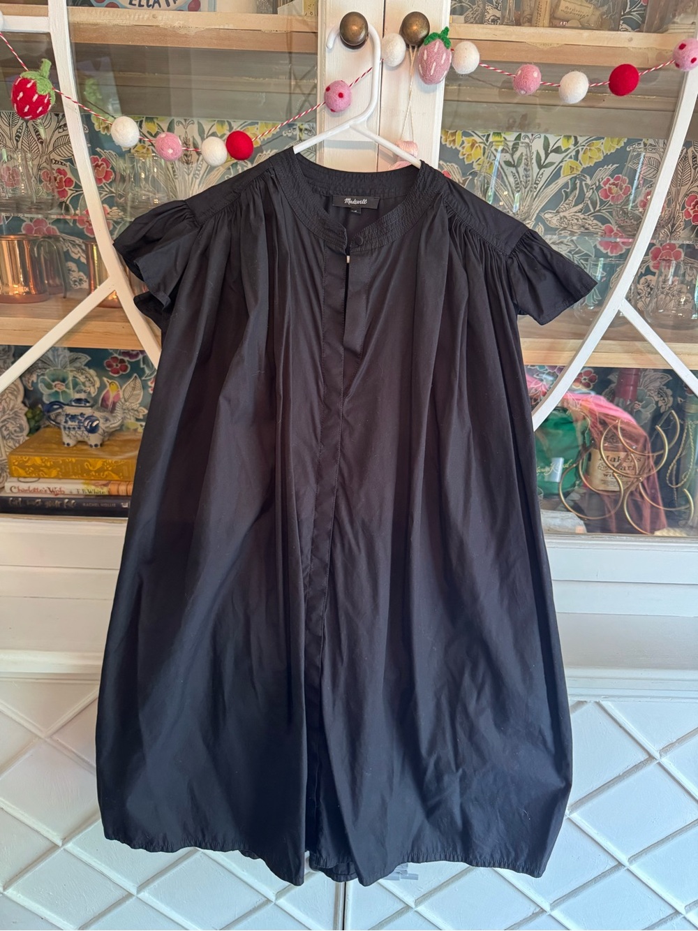 Madewell Black Midi Dress with Short Sleeves